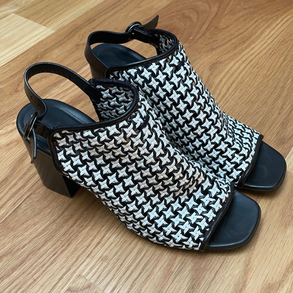 EDUN leather woven heel